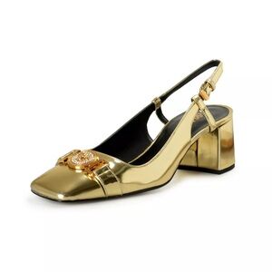 BNWT Versace Women's Gold Vernice Patent Leather Heeled Pumps!